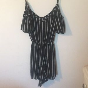 Black and white striped romper